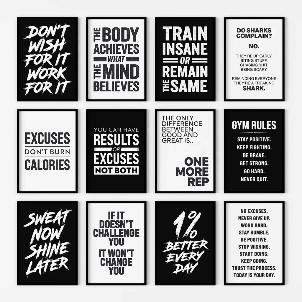 Gym Wall Art Poster Gym Inspirational Poster Home Gym Wall Decoration Gym Slogan Canvas Printing Decorative Painting Frameless - Sun Studio