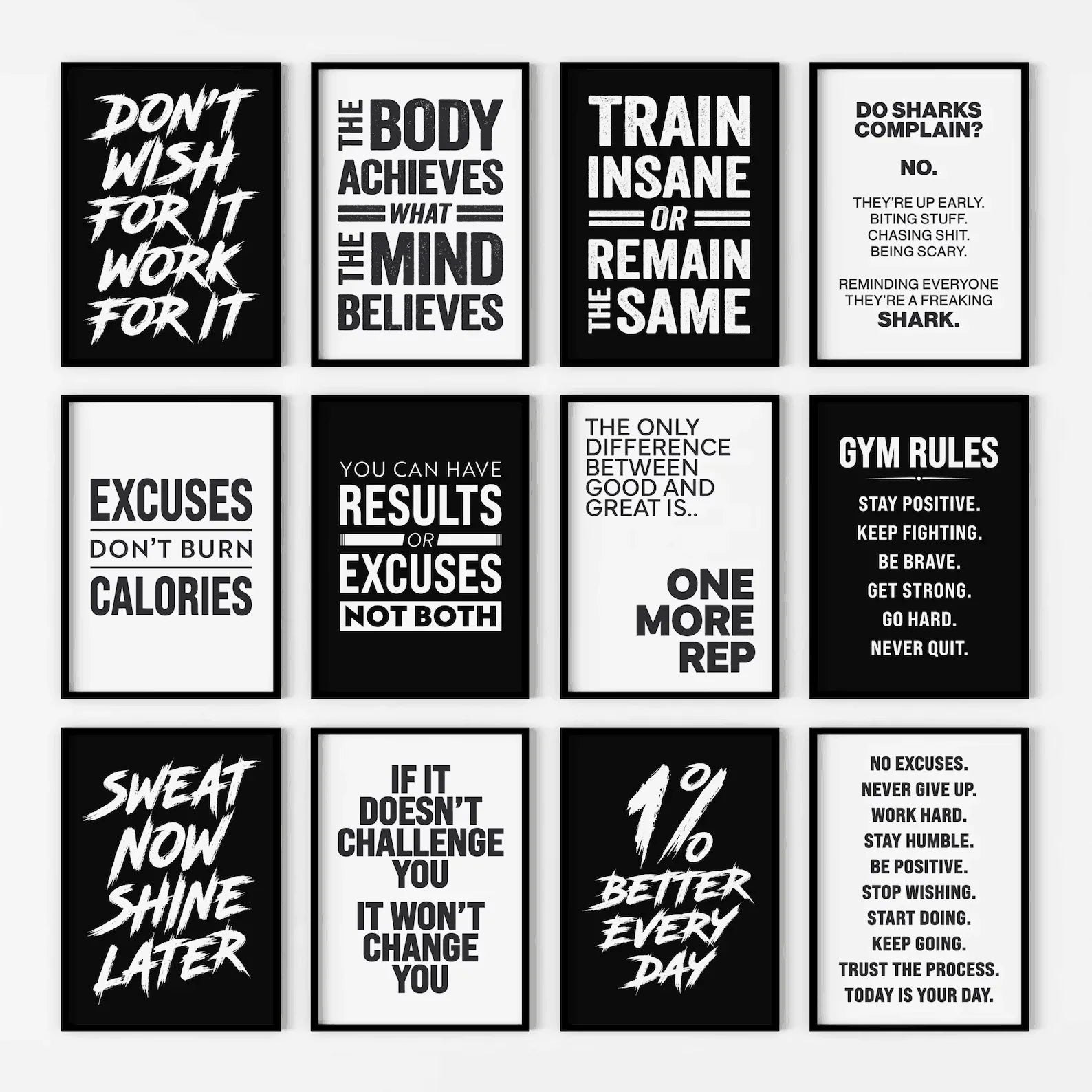 Gym Wall Art Poster Gym Inspirational Poster Home Gym Wall Decoration Gym Slogan Canvas Printing Decorative Painting Frameless - Sun Studio