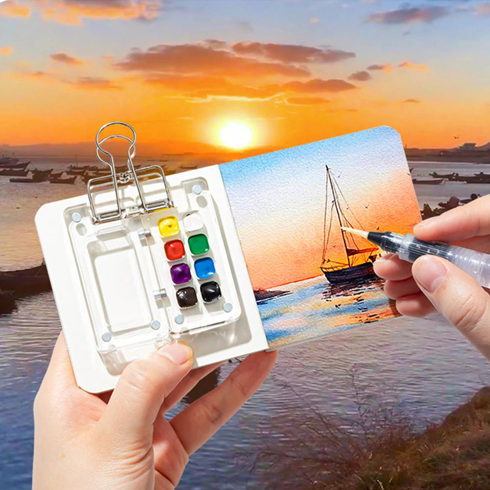 Transparent painting color panel, mini color boxes are convenient to carry with you, outdoor sketch watercolor and oil painting - Sun Studio