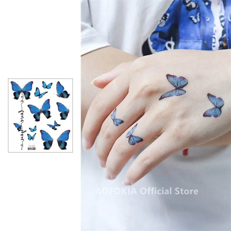 Glitter Butterfly Tattoo Temporary Waterproof Body Sticker Gradient Color Face Make Up Festival Accessories Disposable tatto - Sun Studio