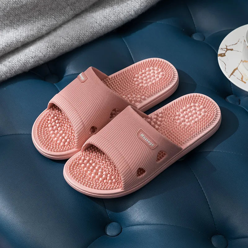Femmes Hommes Chaussons de Massage des Pieds Intérieur Salle de Bain Antidérapants Doux Tongs Confort Plats Couples Maison Soulagement Pieds Santé Chaussures