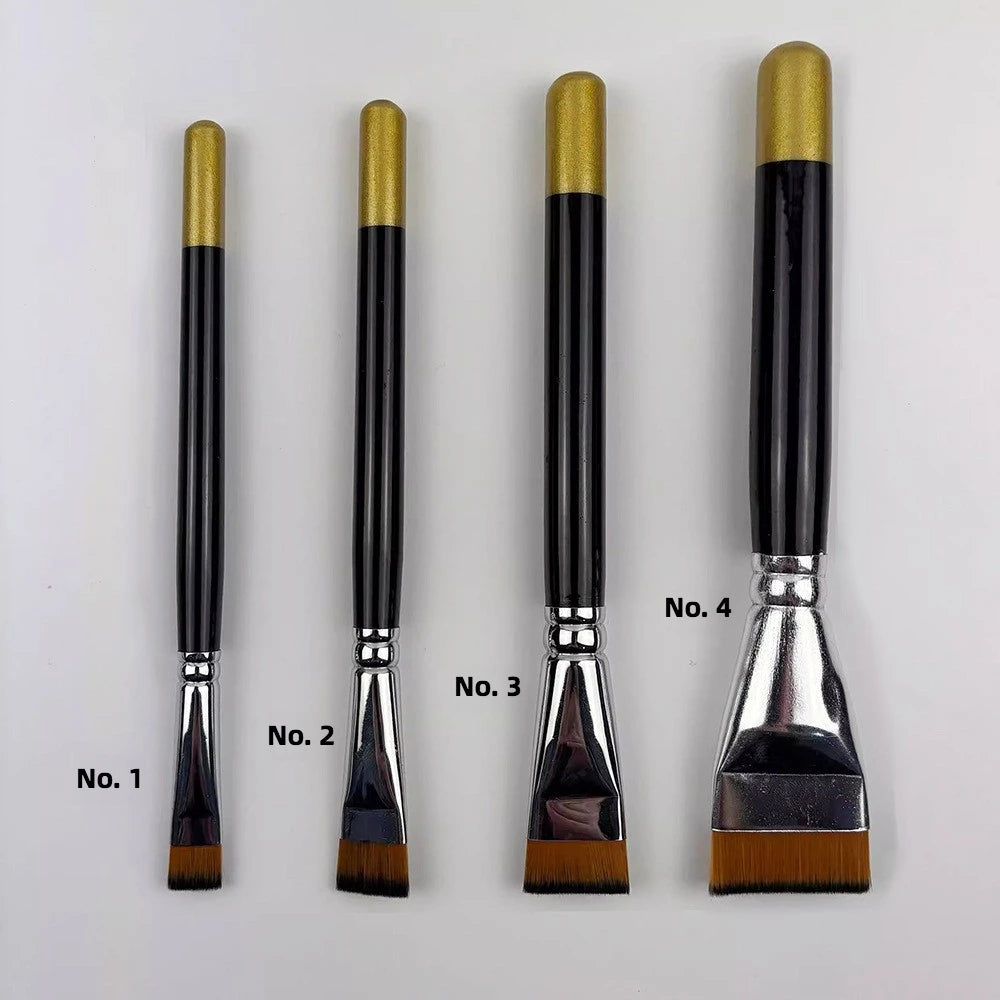 Professional Lacquer Art Brushes Set - 4pcs Short Hair Nylon Flat Brushes for Lacquerware, Oil Painting & Fine Art Tools - Sun Studio