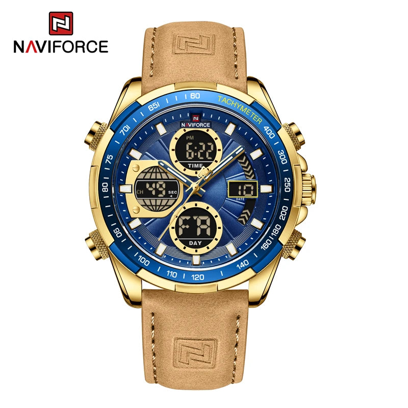 New NAVIFORCE Watches for Men Leather Mens Military Sport Waterproof Watch Quartz WristWatch Chronograph Male Clock - Sun Studio