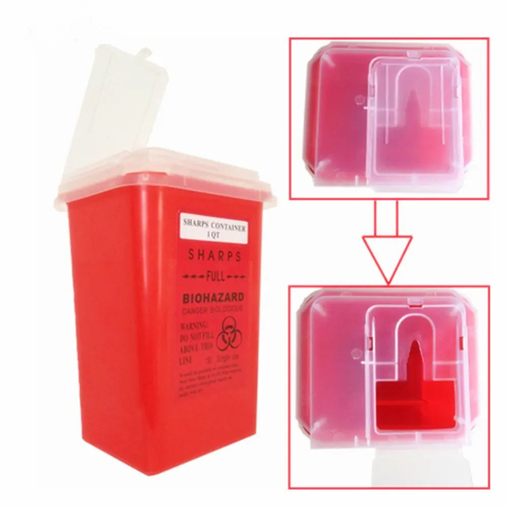 1L Plastic Tattoo Waste Box Medical Supplies Sharp Container Disposable Microblading Sharps Needle Tips Accessories - Sun Studio