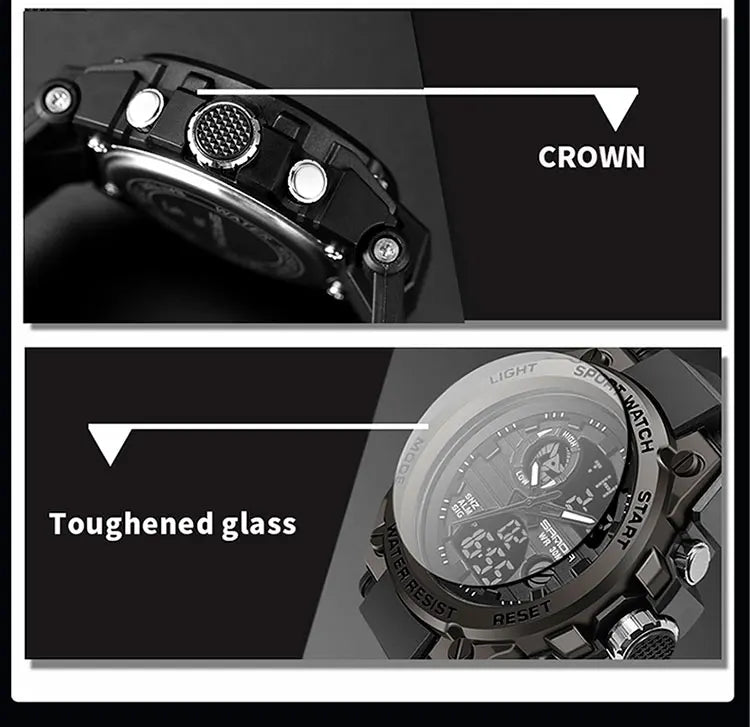 SANDA Top Luxury Watches Men Military Army Mens Watch Waterproof Sport Wristwatch Dual Display Watch Male Relogio Masculino - Sun Studio