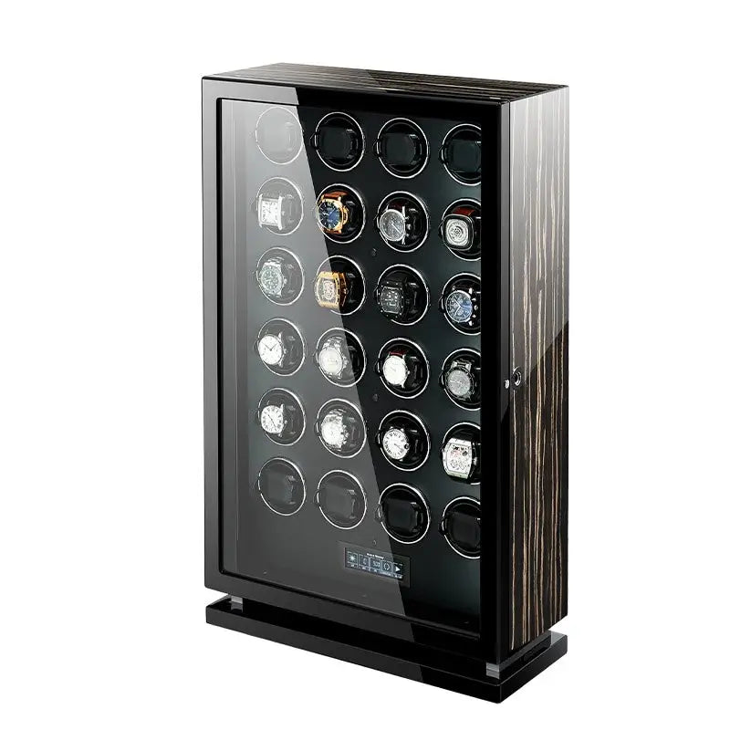 Luxury Automatic Watch Winder12 24 30 Slot Wood Mechanical Watch Box Fingerprint Unlock Quiet Mabuchi Motor Watches Storage Safe - Sun Studio