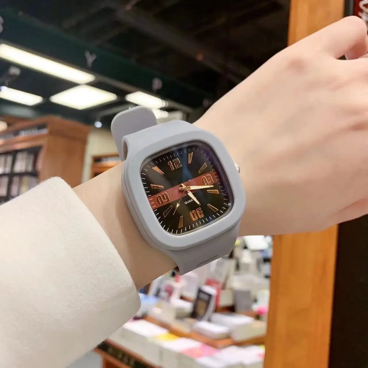 Fashion Women Watches Big Square Quartz Watch Women's Wristwatch Waterproof Silicone Strap Casual Ladies Watch Clock - Sun Studio