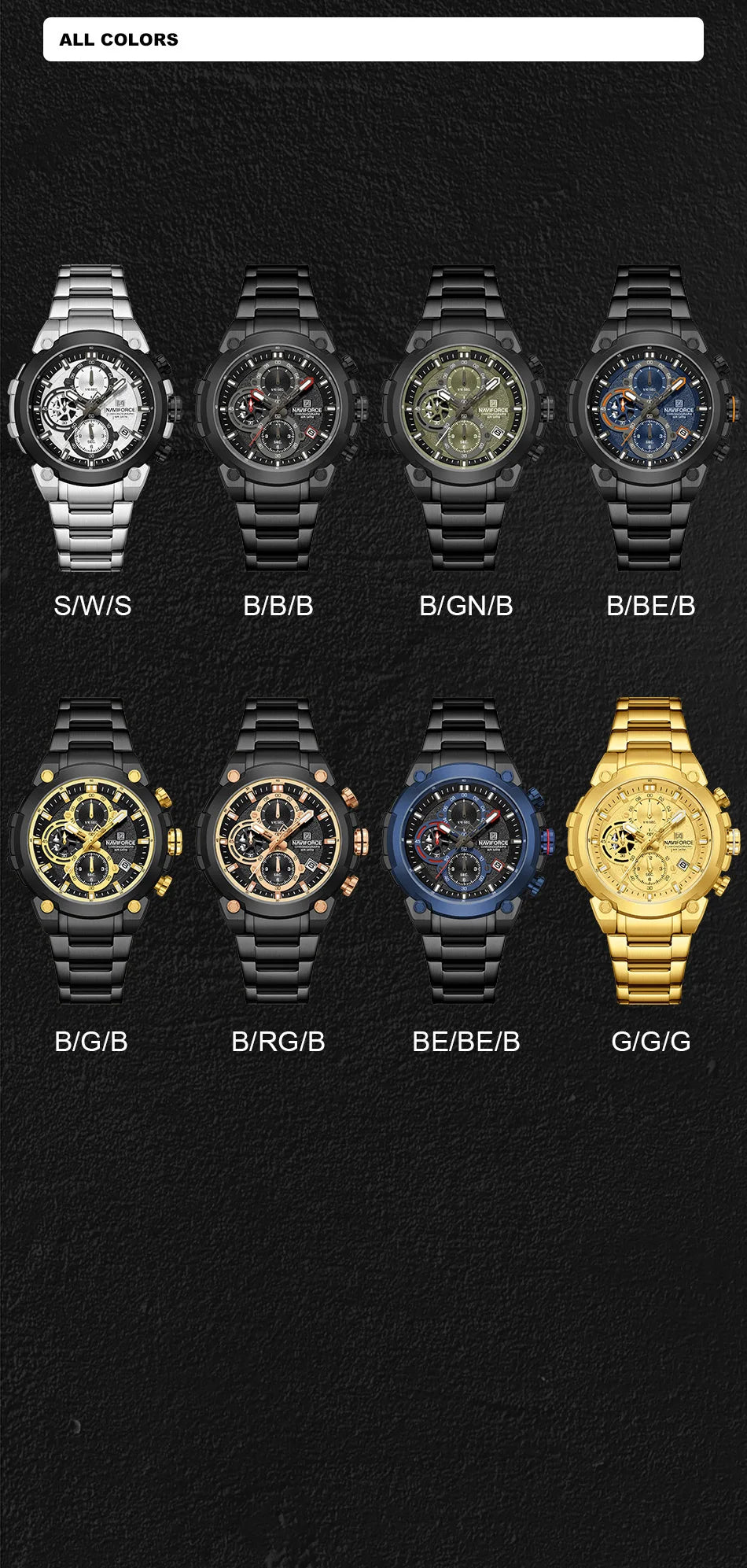 NAVIFORCE Men's Watches Top Luxury Original Quartz Wrist Watch for Men Chronograph Calendar Waterproof Man Watch Relojes Hombre - Sun Studio