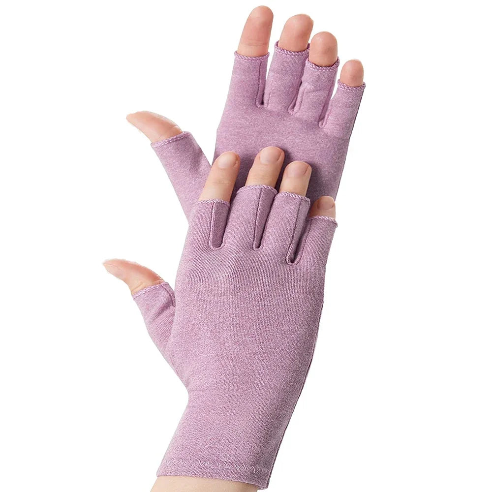 1 Pair Compression Gloves Hand Copper Arthritis Gloves Joint Pain Relief Half Finger Anti-slip Therapy Gloves For Womens Mens - Sun Studio