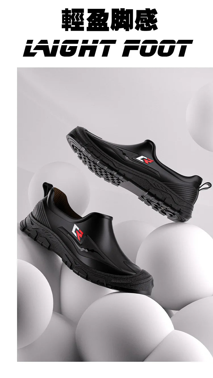 New Short-tube Rain Boots for Men Non-slip and Wear-resistant Fishing Water Shoes Plus Velvet Rubber Shoes Waterproof Rain Boots - Sun Studio