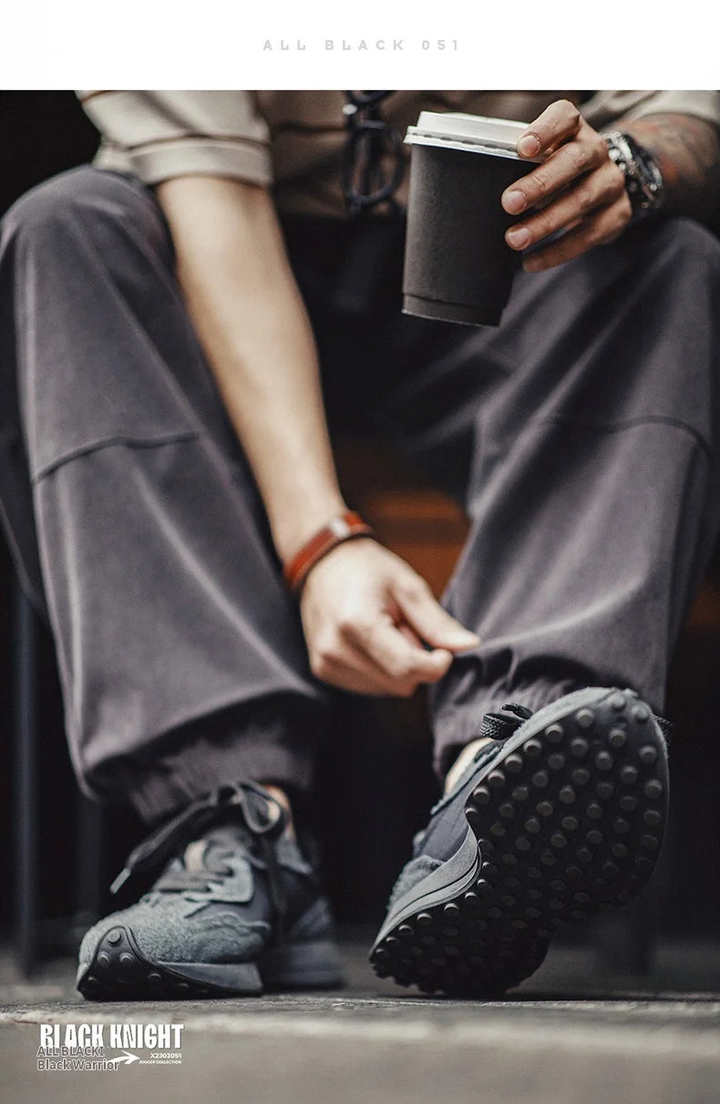 Maden Spring Vintage Thick-soled Patchwork Black Sneakers Casual Breathable Jogging Shoes Low-top Lace-up Sporty Summer Shoes - Sun Studio