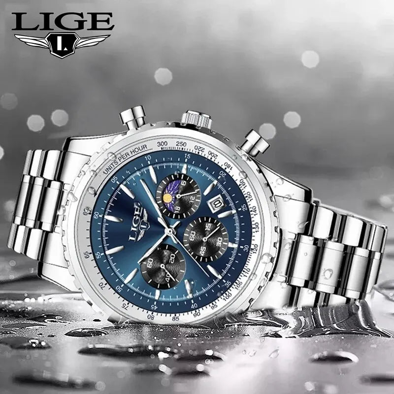 LIGE 2024 Top Brand Luxury New Men Watch Quartz Man Watches Waterproof Luminous Watch for Men Date Chronograph Sport Wristwatch - Sun Studio