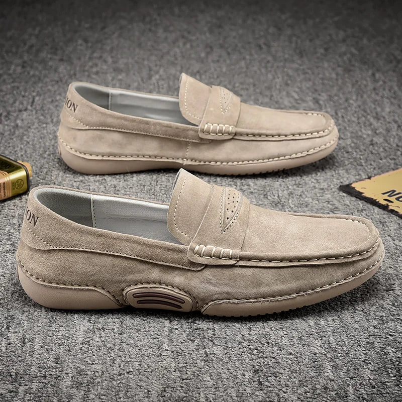 Quality Genuine Leather Shoes Men Loafers Slip On Soft Leather Casual Men Shoes Comfort Driving Shoes Men Flats Walking Footwear - Sun Studio