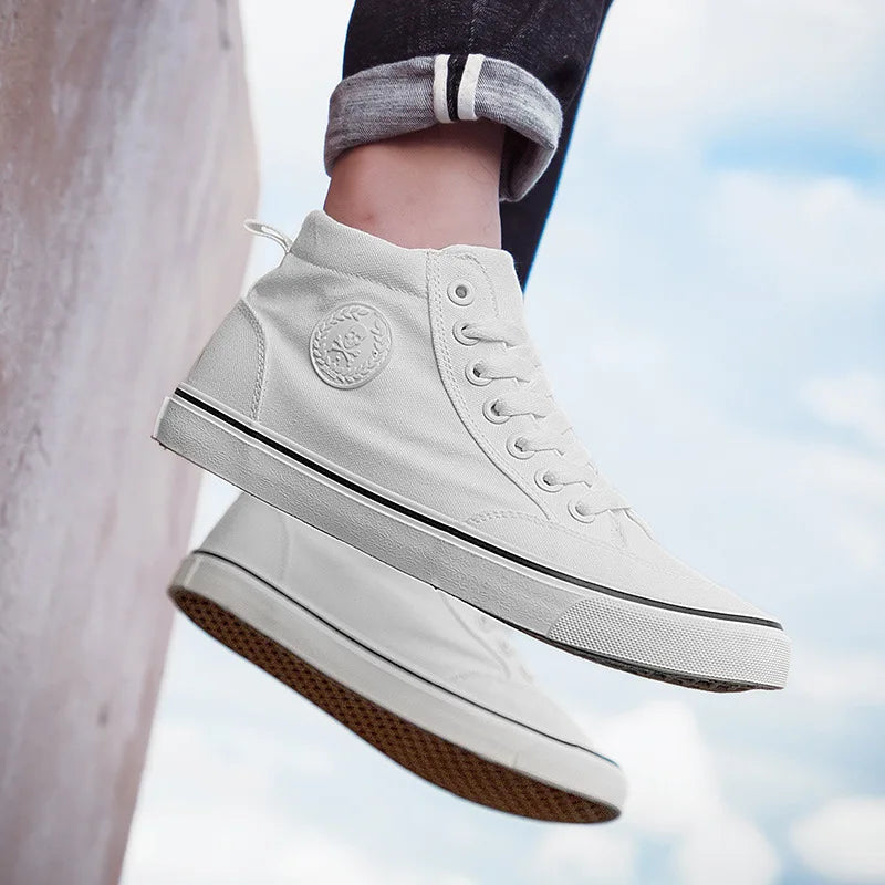 High Top Canvas Shoes Men Shoes Fashion Classics Casual Shoes Solid Color Lace Up Running Shoe High Quality Flat Male Sneakers - Sun Studio