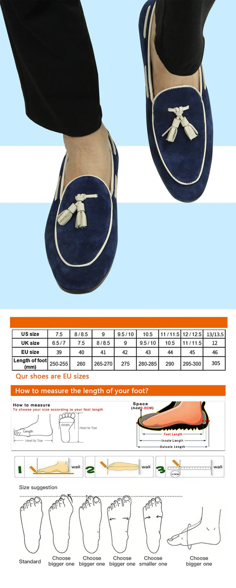 Penny Blue Loafer Men Shoes Fashion Tassel One-step Summer Casual Daily Office Shoes for Men Cow Suede High quality Customized - Sun Studio