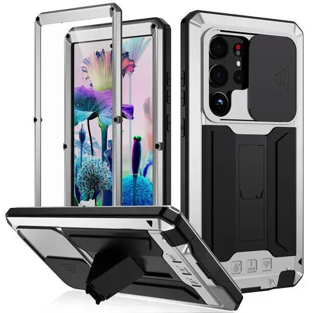 For Samsung S24 Ultra S25 Edge S23 S22 Plus Rugged Armor Aluminum Metal Phone Case Shockproof Cover Screw Bumper Screen Protect - Sun Studio
