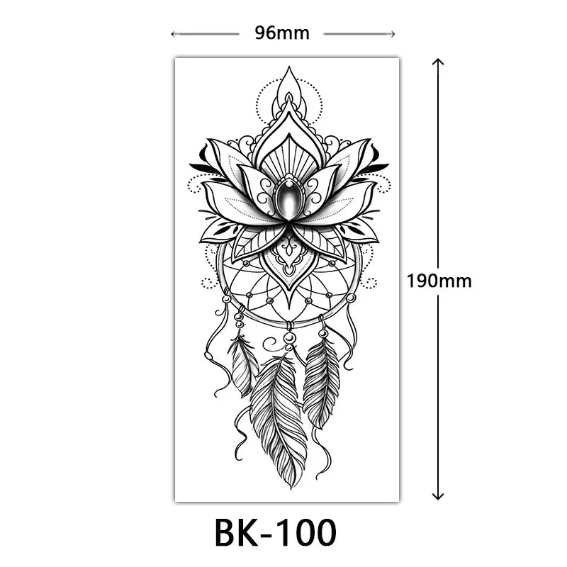 Rosenblüten-Tattoo Temporäres wasserdichtes Schmetterlings-Fake-Tattoo für Frauen Schwarzes Blumen-Skizzen-Tattoo-Aufkleber