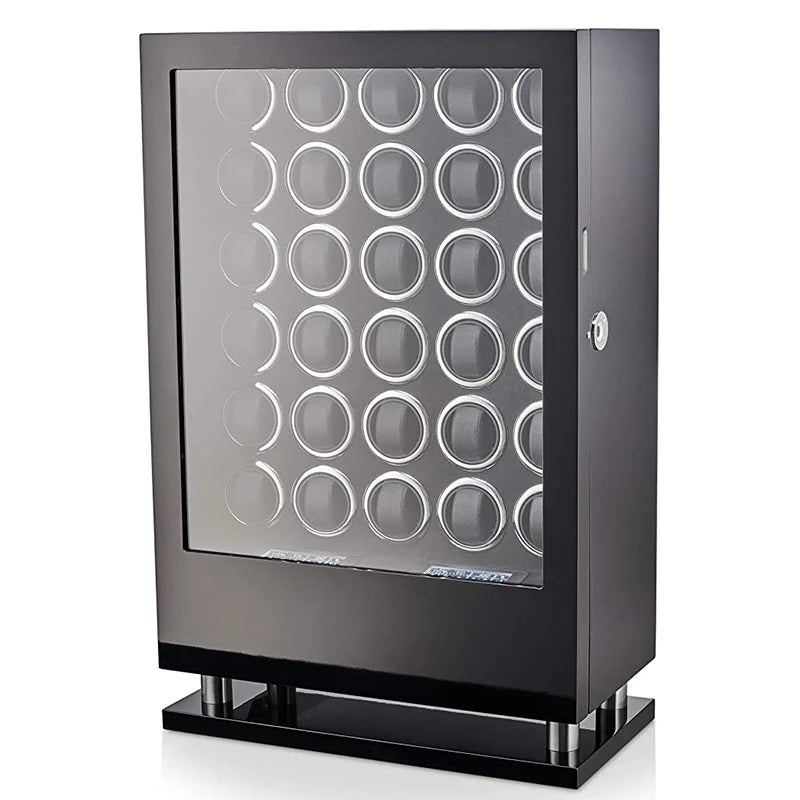 Luxury Automatic Watch Winder12 24 30 Slot Wood Mechanical Watch Box Fingerprint Unlock Quiet Mabuchi Motor Watches Storage Safe - Sun Studio