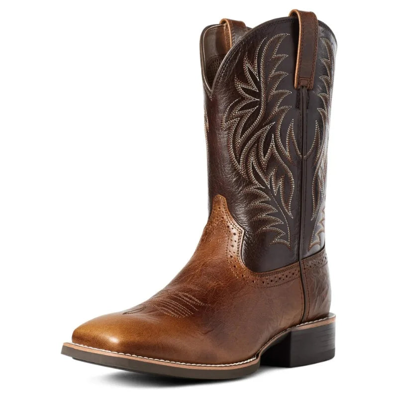 Men High Boots Embroidery Retro Handmade Mens Boots Western Cowboy Boot Pointed Toe Boots Hand Stitching Outdoor Men's Shoes - Sun Studio