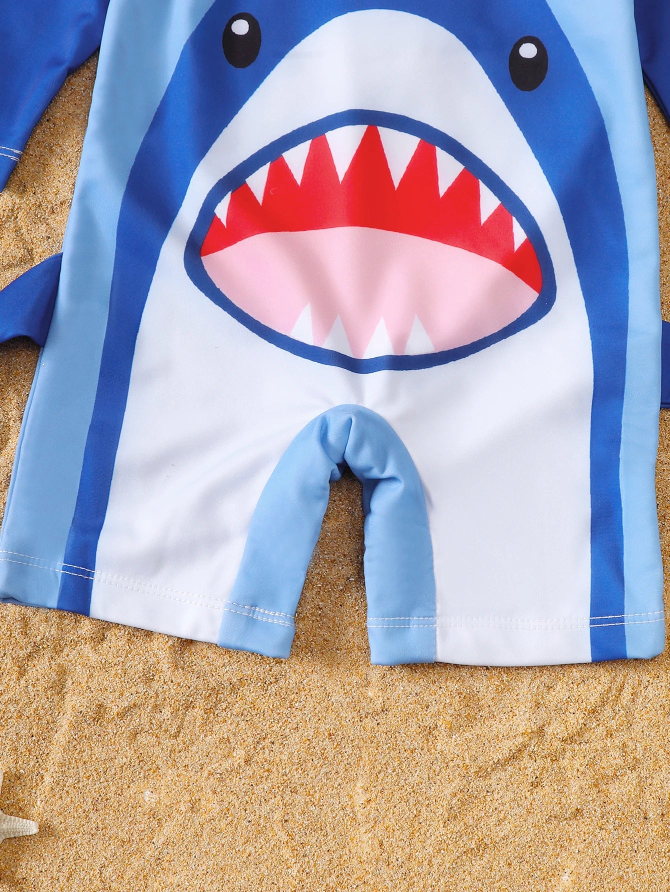 Baby Boy Summer Shark Print Long Sleeve Onesie Swimsuit with Hat Infant Swimwear Cover-up Clothing Accessory - Sun Studio