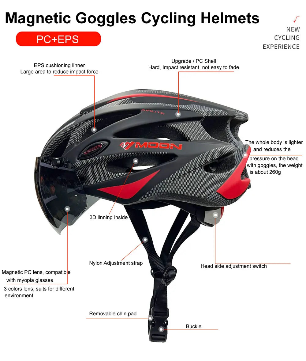 Lightweight Cycling Safety Helmet Outdoor Motorcycle Bicycle Helmet With Removable Visor Glasses MTB Mountain Road Bike Helmet - Sun Studio