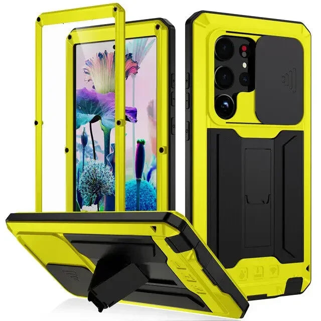 For Samsung S24 Ultra S25 Edge S23 S22 Plus Rugged Armor Aluminum Metal Phone Case Shockproof Cover Screw Bumper Screen Protect - Sun Studio