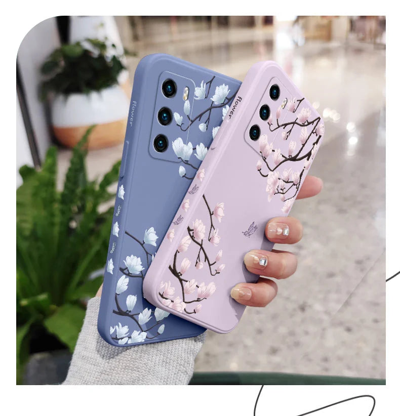 Tree Branch Phone Case For Huawei P40 P50 P30 P20 Pro Lite Nova 5t Y7A Mate 40 30 20 Pro Lite Liquid Silicone Cover - Sun Studio