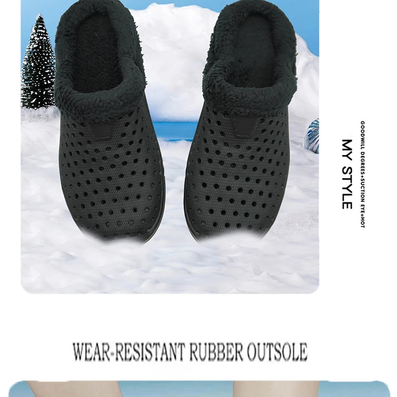 Winter Men Slippers Warm Cotton Shoes Casual Slides EVA Plush Shoes Comfortable Light  Slippers Indoor Shoes For Couple 36-47