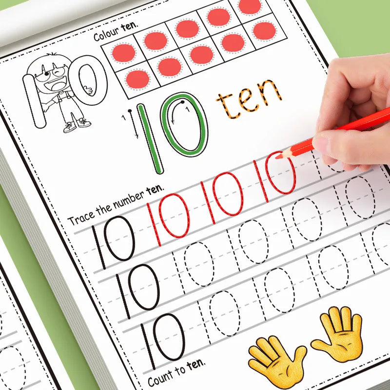 Practice Book for Numbers 0-30 Drawing Book Pen Control Calligraphy Practice Home and School Learning Workbook Mathematics - Sun Studio