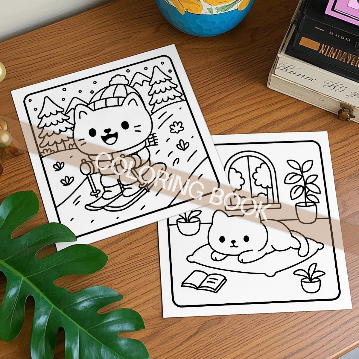 CUTE CAT Coloring Book for Adults Cute & Easy Patterns Cartoon Drawing Book Perfect Kids Creative Gift for Party and Birthday - Sun Studio