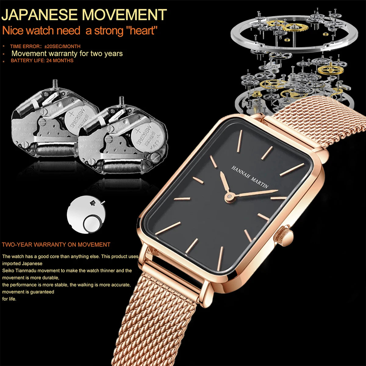 Rectangle Ultrathin Nordic Simple Style Japan Quartz Movement Fashion Stainless Steel Mesh Silvery Bracelet Belt Ladies Watches - Sun Studio