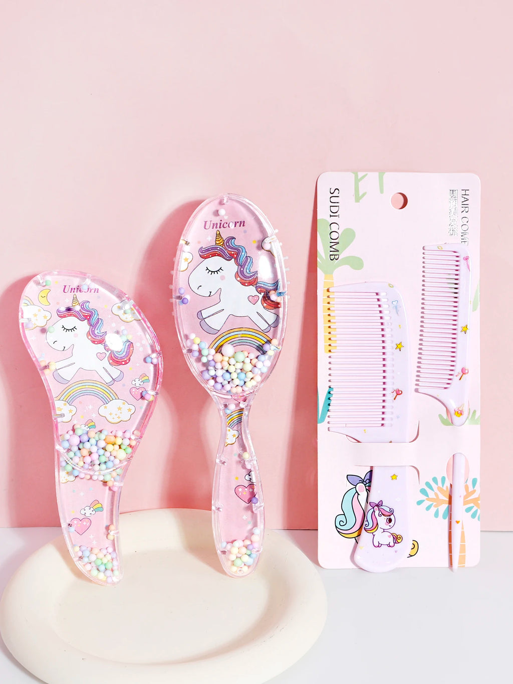 3pcs cartoon comb set, wet and dry dual-use, hair styling, suitable for any hair texture, gift set, special for real hair wigs - Sun Studio
