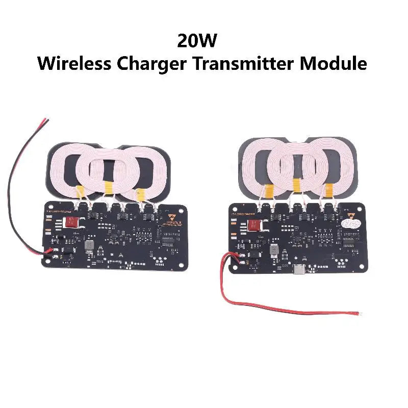 20W High-Capacity Wireless Charger for Car/Home Use; Includes Type-C Interface and 3-Coil DC9-32V Module - Sun Studio