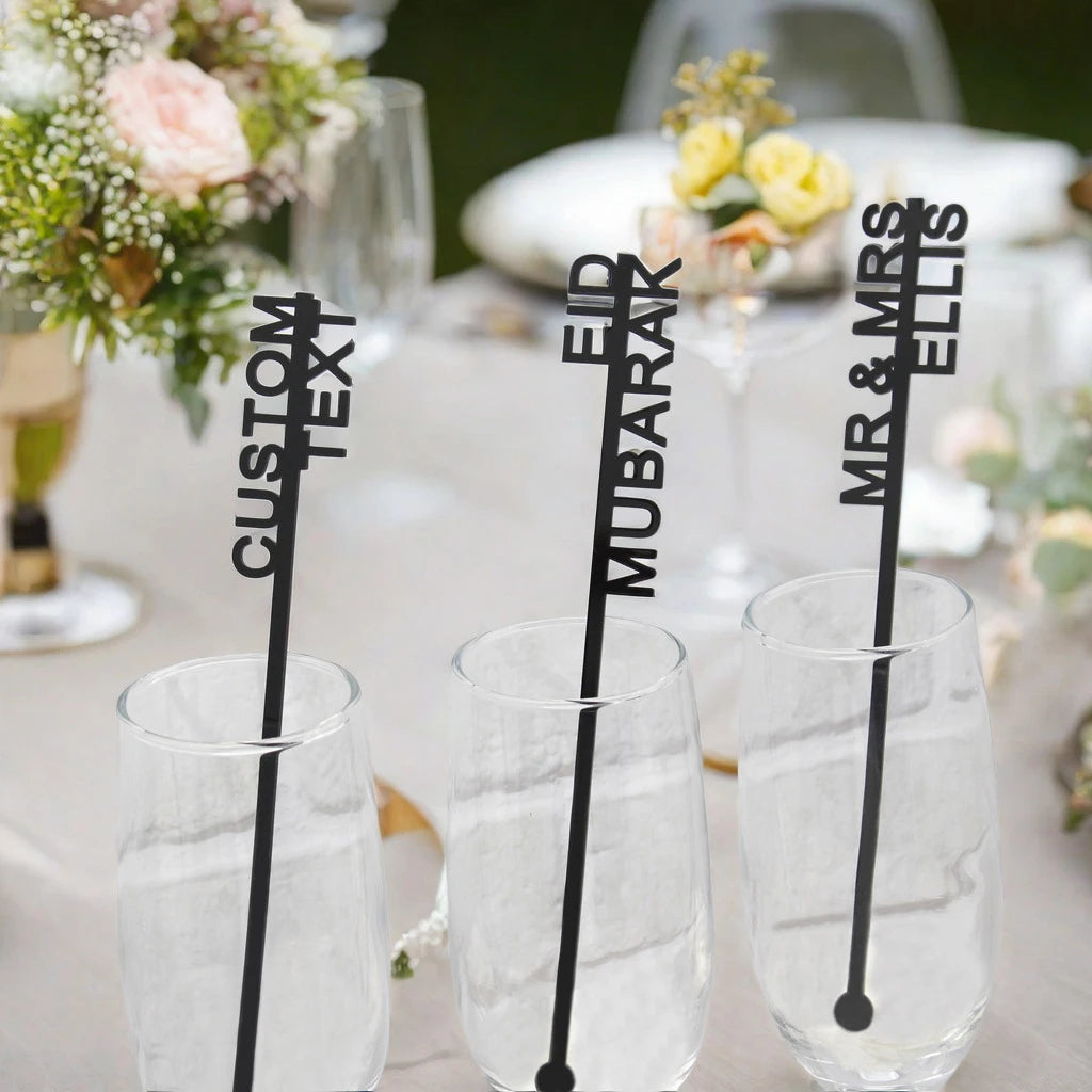 10-120pcs Personalized Acrylic Stirrers Custom Laser Cut Drink Stirrers Drinks Wedding Stirrers Cocktail Toppers - Sun Studio