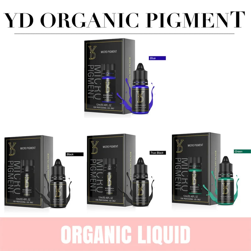 YD New 12ML Liquid Tattoo Pigment Ink Professional Permanent Makeup Eyeliner Shading Micropigmentation Cosmetic Black Blue Green - Sun Studio