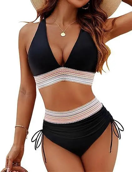 New 2026 Summer Beachwear Women Textured Bikini Set Wide Shoulder Belt Swimwear High Waist Push Up Bathing Suits Female Swimsuit - Sun Studio