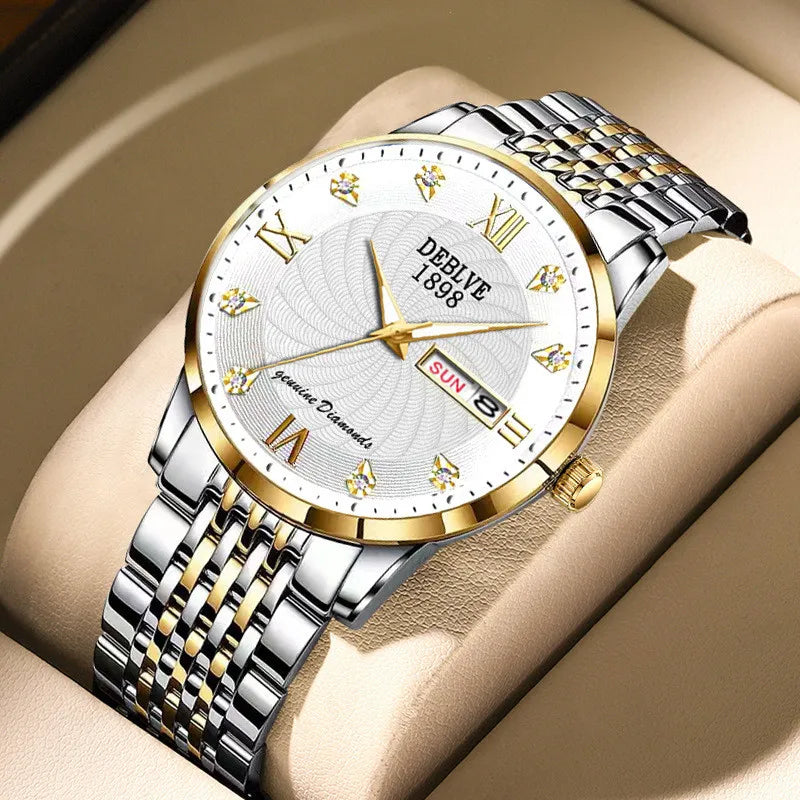 Men's Business Leisure Watch Steel Belt Calendar Night Light Quartz Watch - Sun Studio