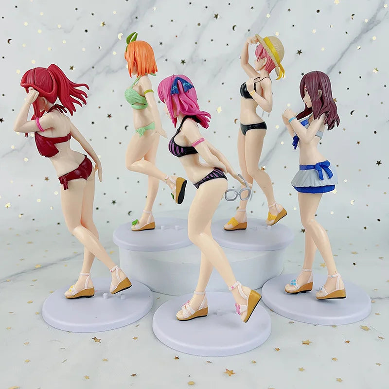 5pcs The Quintessential Quintuplets Nakano Ichika Nino Miku Yotsuba Itsuki Swimsuit Anime Action Figure Toy 20cm - Sun Studio