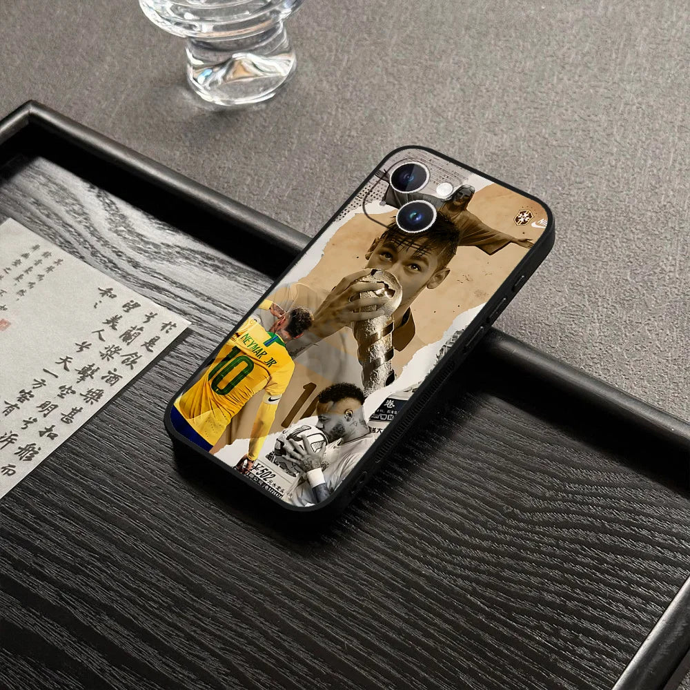 For N-Neymar Football 10 Phone Case For Iphone 16 15 11 13 14 Pro Max 7 8 Plus X Xr Xs Max 12mini Black Shell Cover Case - Sun Studio