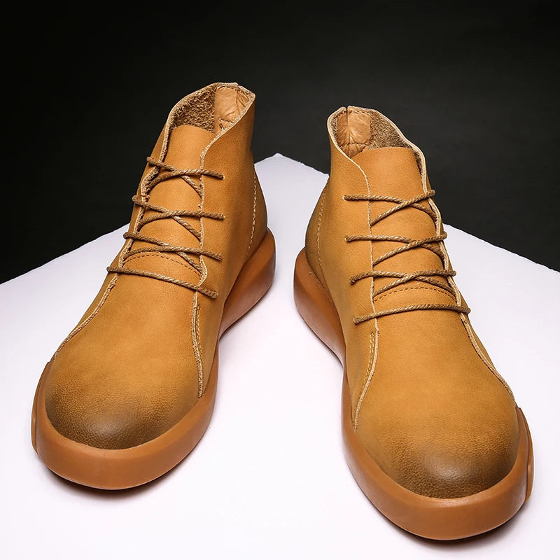 100% cowhide New large-sized men's boots Fashionable casual thick-soled breathable men's shoes Outdoor sports Chelsea boots - Sun Studio