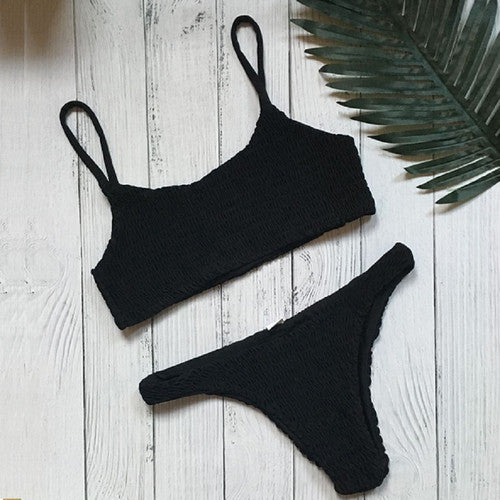 New Hot Sale Sexy Women Push-up Padded Bra Bikini Set Pleated Swimsuit Swimwear Swimming Beach Bathing Costume Bikini Set - Sun Studio