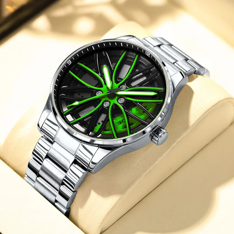 LIGE Men Watches Waterproof Rotary Sport Car Rim Man Luxury Watch Luminous Fashion Stainless Steel Quartz Men's Watches - Sun Studio