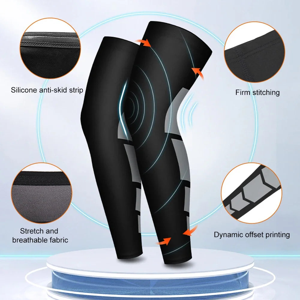 BraceTop 1 Pair Compression Long Socks Men Women Knee Fitness Knee Pad Anti Slip Support Thigh Long Stockings Leg Thigh Sleeves - Sun Studio