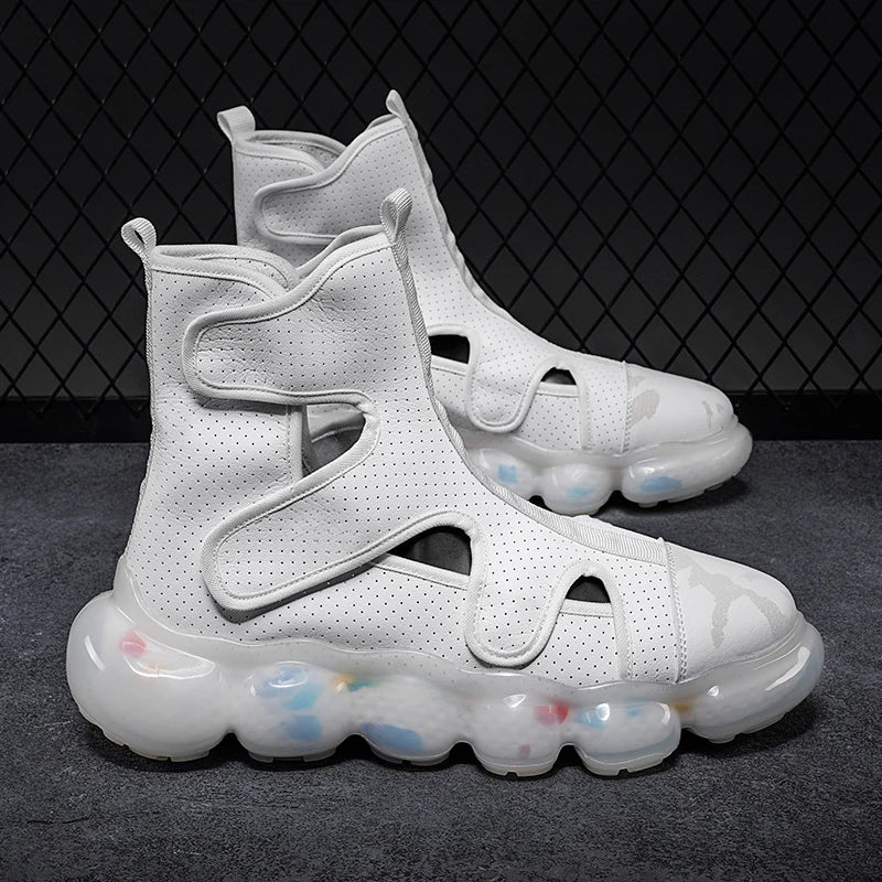 2023 Spring New Men's Casual Shoes Fashion Solid Color Shoes Outdoor Outsoles Breathable Light Comfortable High Top Man Sneakers - Sun Studio