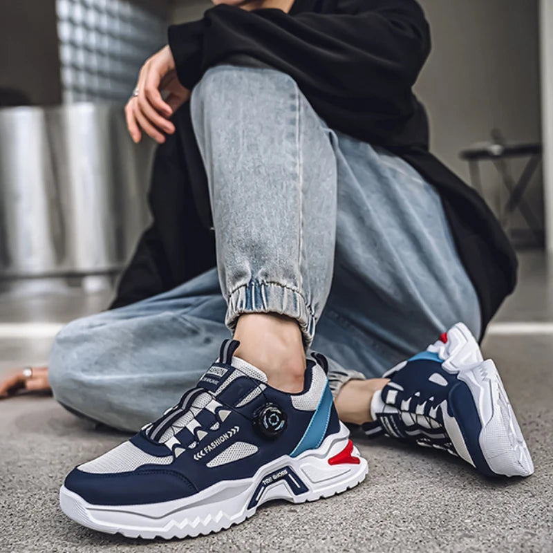 Men's Sneakers Outdoor Running Shoes Korean Rotating Buckle Male Casual Shoes Soft Sole Tennis Shoes Luxury Platform Men Shoe - Sun Studio