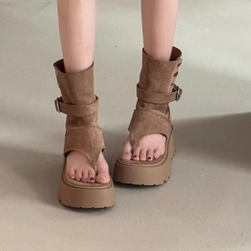 Women's Sandals Summer Fashion Bohemian Platform Sandals Hollow Out Ort Tube Pants Women Boots Retro Roman Boots Sandalias Mujer - Sun Studio