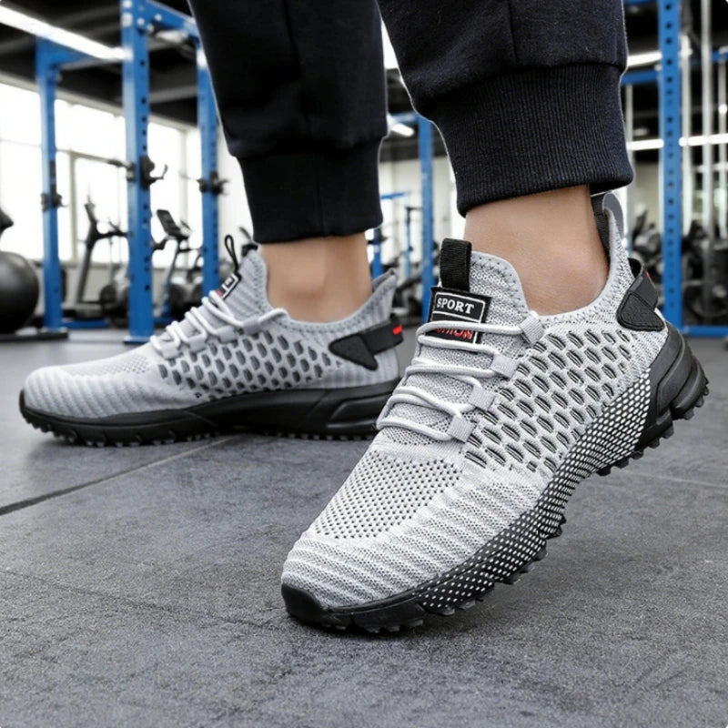 Men's Running Shoes Knitted Mesh Breathable Fashionable Casual Sneakers High-quality Anti Slip Fitness Tenis Masculino Sneakers - Sun Studio