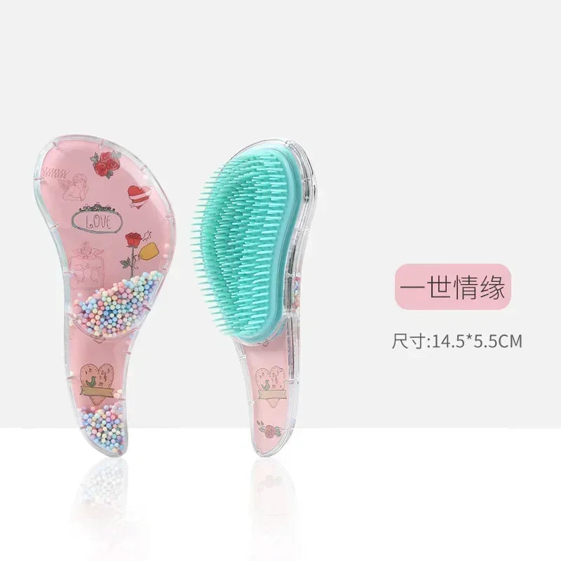 Cute Children Hairdressing Comb for Kids Anti-knot Massage Flowing Bead Hair Comb Children Girls Dress Up Makeups Toy Gifts - Sun Studio