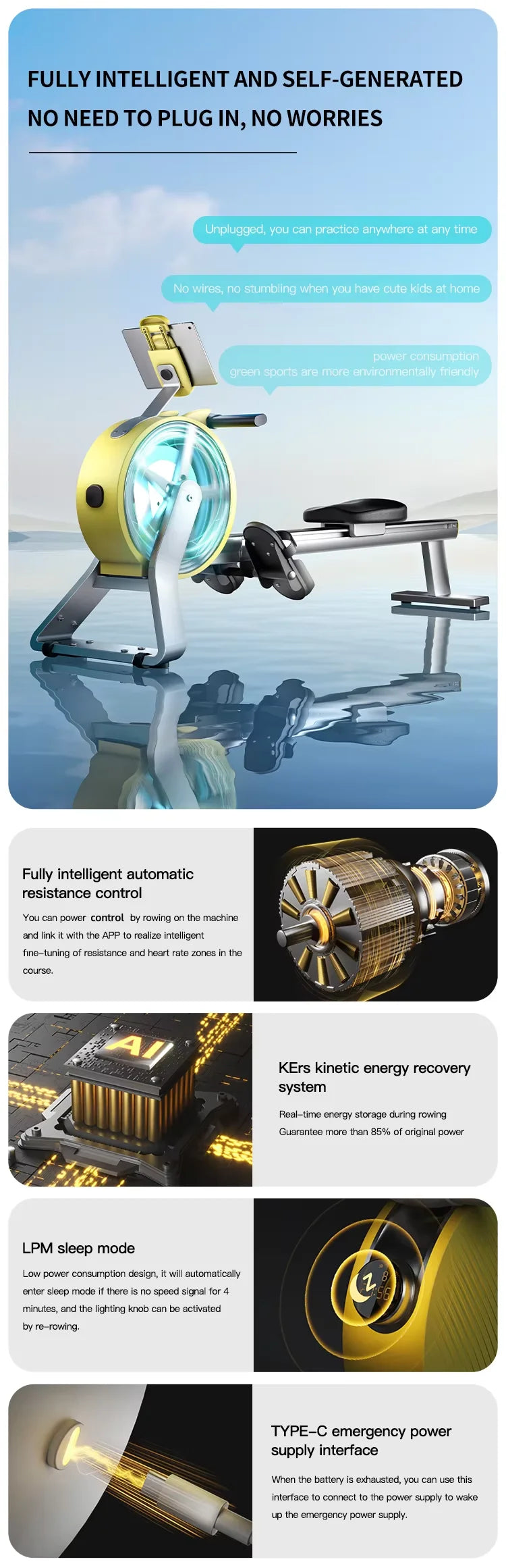Hot Selling Home Commercial Gym Electromagnetic Control Rowing Machine Fitness Gym Equipment Club Outdoor Rowing Machine - Sun Studio