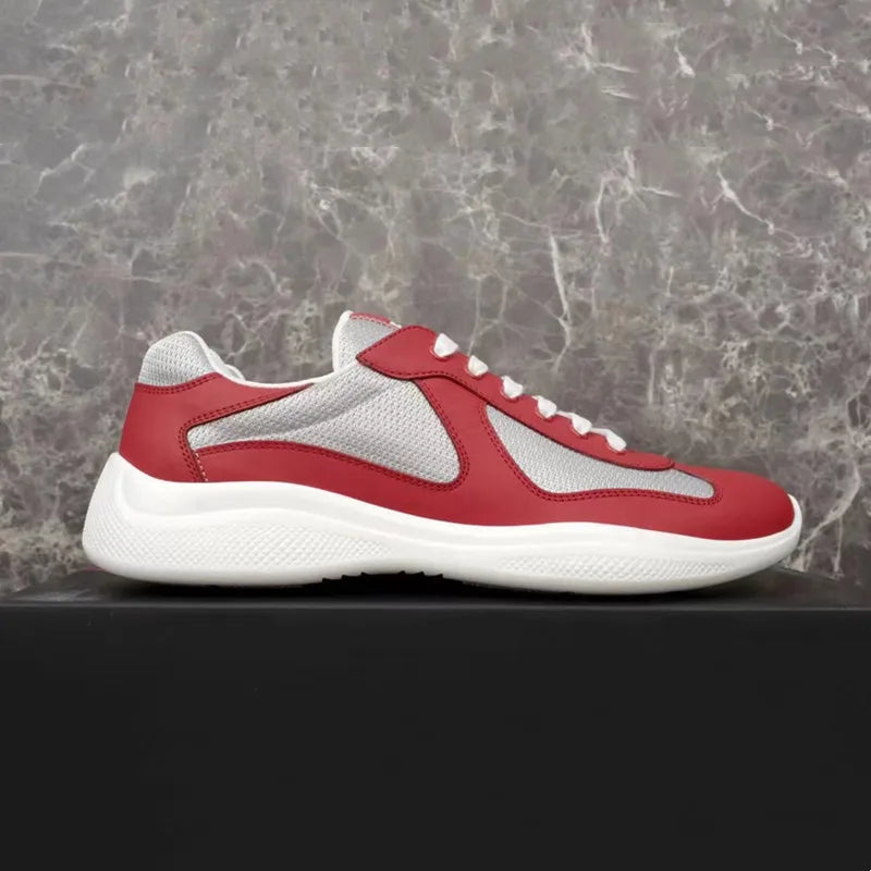 Multiple Style Color Classic P-style Men's Low Top Sneaker Breathable Mesh Biker Shoes Lace Up Leather Sneakers Casual Shoe - Sun Studio